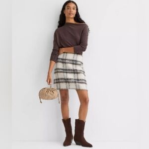 LOFT Brown Plaid Boucle Skirt Size 12